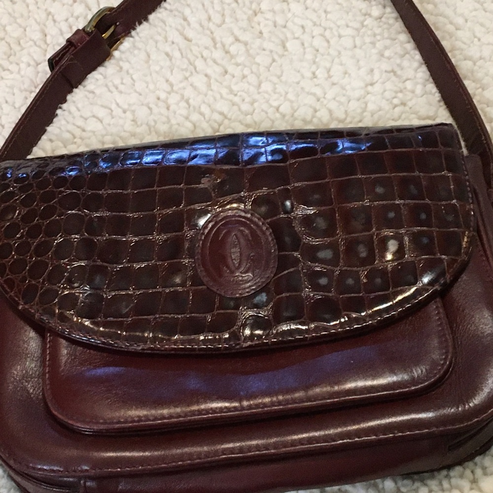 Cartier alligator bag, Bordeaux - Picture 9 of 11